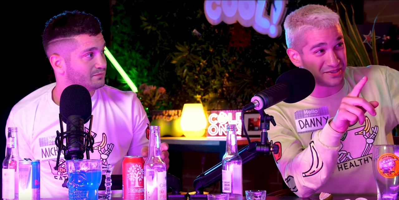 Sev Philippou and Michael Philippou of RackaRacka on a podcast set