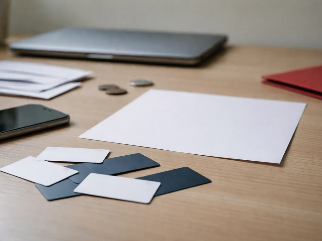 Minimal desk scene with blank documents, coins, and media devices suggesting conflicting wealth figures comparison.