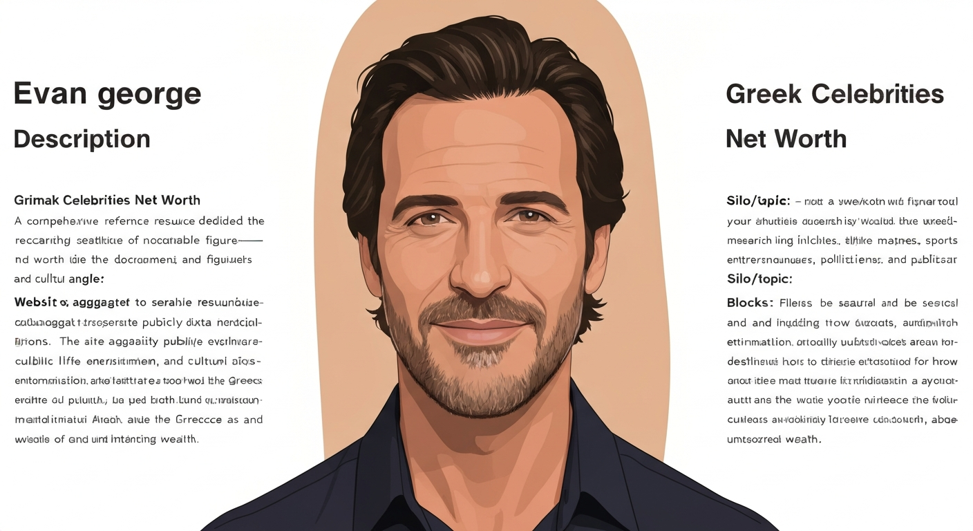 Illustrated editorial headshot of a male actor in his early 40s with Greek heritage, neutral expression, studio-style background.