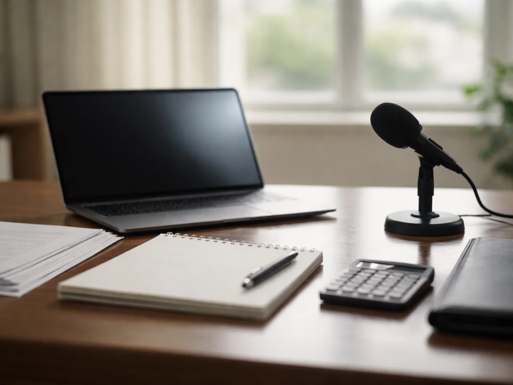 Minimal photo of a business desk with a laptop and scattered documents, suggesting net-worth analysis flow.